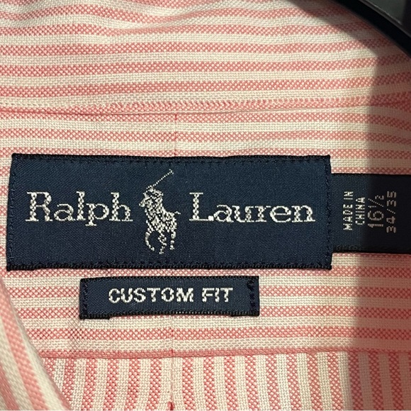Ralph Lauren Pink and White Striped Men's Shirt custom fit NWT - Picture 2 of 7
